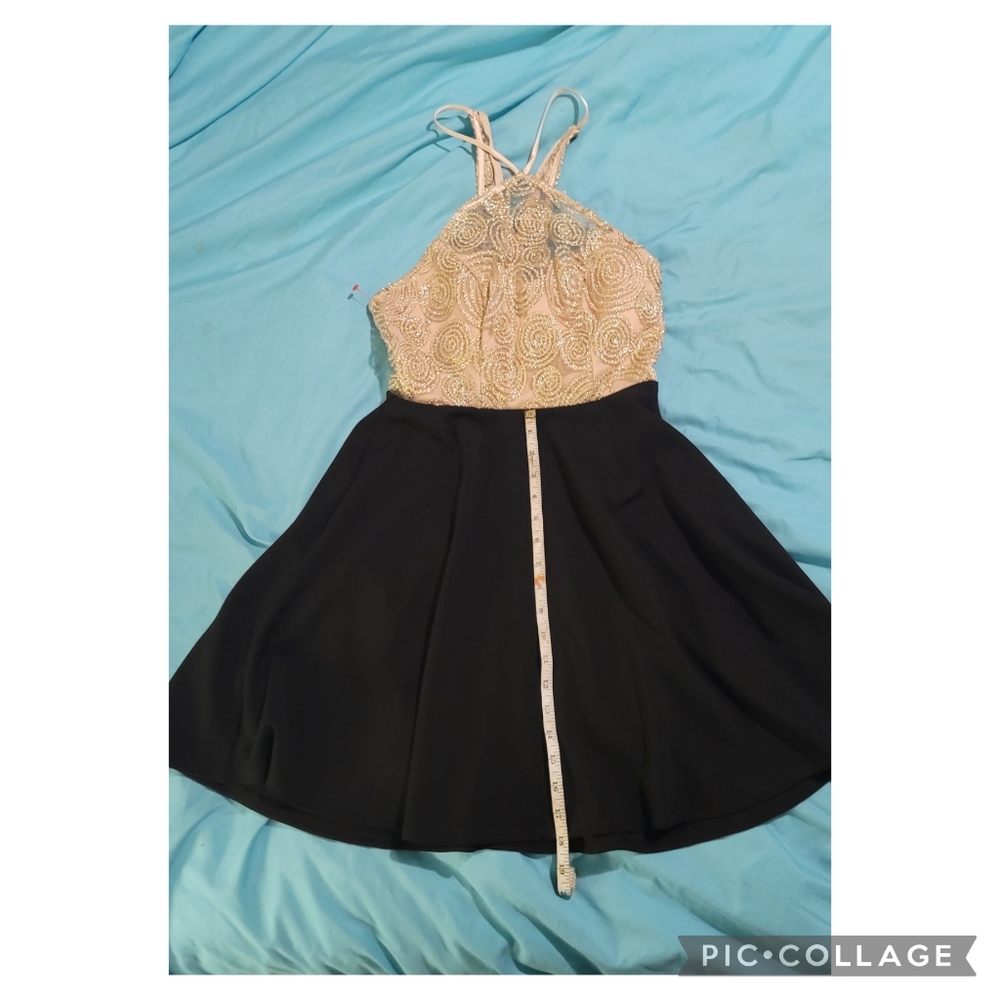 A-Line Gold & Black Dress